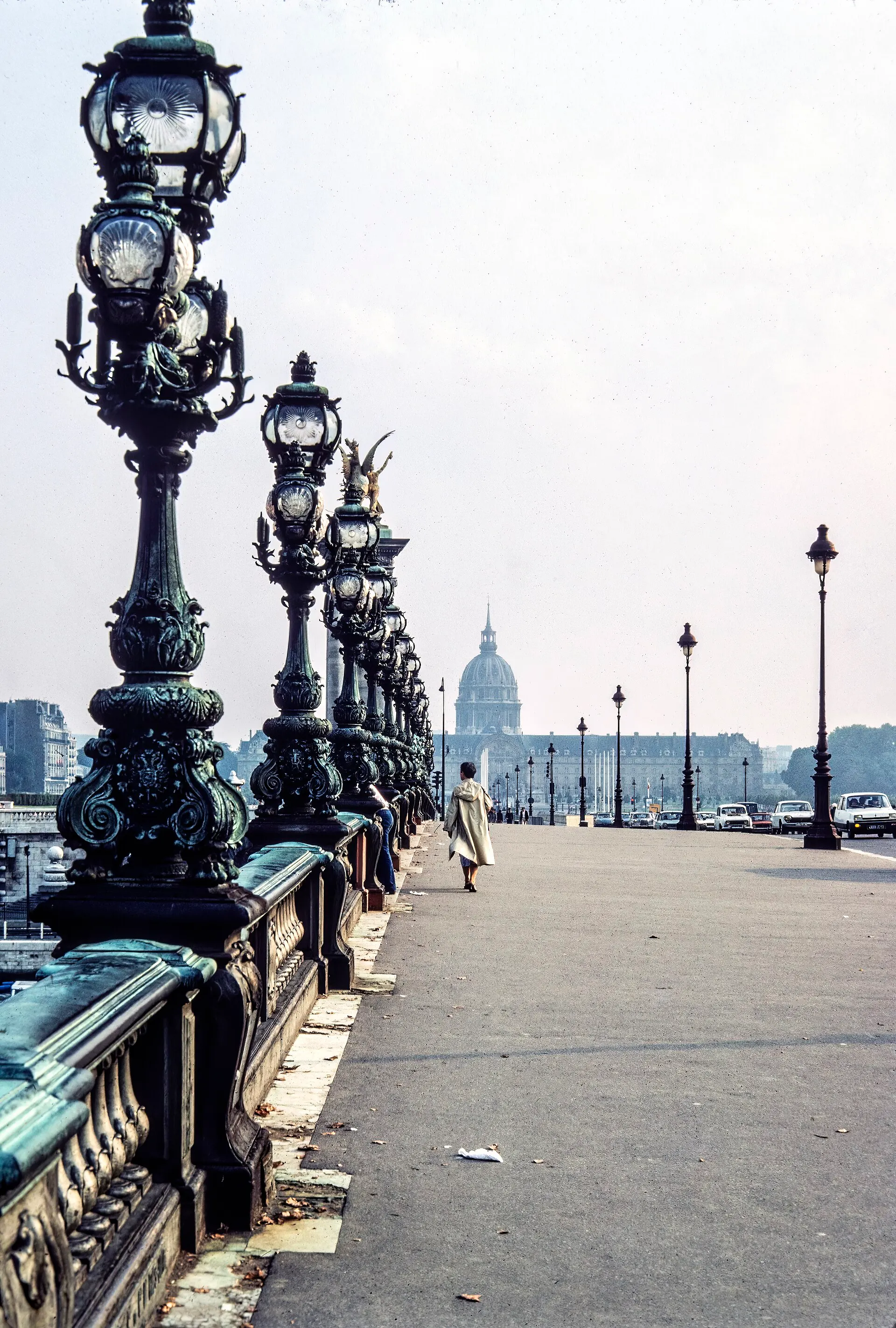 Ornate lamp posts on the Pont Alexandre III in Paris